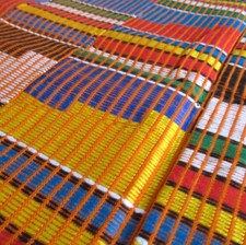 Vintage Ashanti Kente Hand Woven African Cloth Textile Fabric Panels Ghana MCM picture