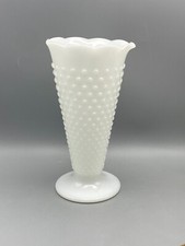 Vintage Anchor Hocking Milk Glass Trumpet Vase 9.5