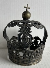 Antique 19th Century Spanish Colonial Silver Handmade Santo Madonna Crown picture