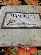 Vintage Wamsutta Flat Sheet Green Floral Print Cotton Blend New 81