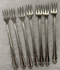 Set 6 Oneida Deluxe Stainless CHATEAU Glossy Cocktail / Seafood Forks EXCELLENT picture