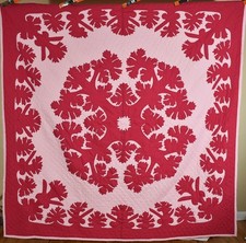Large Vintage 50's Hawaiian Cutout Applique Antique Quilt ~Dazzling Design picture