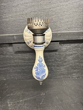 An Elegant Vintage Delft Blue Porcelain And Metal Wall Sconce Candle Holder picture