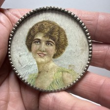 Early 1900’s Small Framed Image Of Beautiful Young Woman-painted? picture