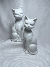 Tall Elegant Regal White Cat Feline Salt & Pepper Shakers Set HH Made In Japan picture