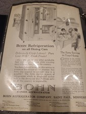Vintage 1924 BOHN Syphon Refrigerator Appliance Train Dining Csr 1920's Print Ad picture