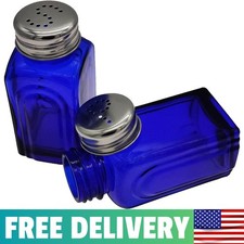 Retro Glass Salt and Pepper Shakers Cobalt Blue picture