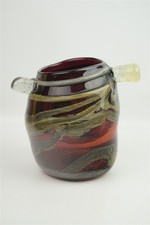 Beautiful Estate Vintage Handblown Art Glass Vase Vessel Amber Glass picture