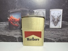 1932-1990 Zippo Marlboro Lighter – Brushed Brass – Vintage Collectible picture
