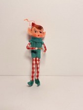 Vintage Christmas Felt Elf Pixie Bendable Figure Ornament 5.5