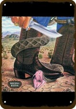 1978 NOCONA COWBOY BOOTS & RATTLESNAKE Vintge-Look DECORATIVE REPLICA METAL SIGN picture