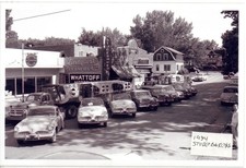 1954 Studebaker Dealer Street Lined with Cars Photo picture