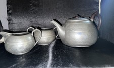 Vintage Hampden-Pewter 3-Piece Hand Hammered Tea Set USA Made picture