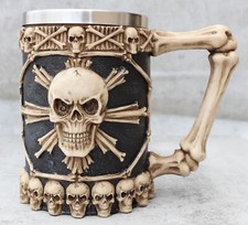 Ebros Large Skeletal Cross Bones Skull Beer Stein Tankard Coffee Cup Mug 12oz picture