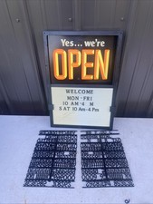 Vtg Open” /“Closed”Window /Door Sign 20” X 14” Change Numbers & Letters & Misc picture