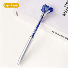 Natural Crystal Rough Stone Gravel Business Ballpoint Pen, Metal Office Statione picture