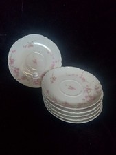 Antique Haviland & Co. Limoges France Saucers - Set of 6 - Pink Floral Pattern - picture