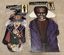 Vintage Lot 1980 88 Beistle Jointed Frankenstein & Witch Halloween Die Cut NEW picture