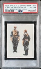 1938 Churchman's AIR RAID PRECAUTIONS #30 A Heavy Anti-Gas Suit - PSA 4 VG-EX picture