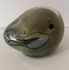 Vtg. Tiina Nordstrom Nuutajarvi Finland Art Glass Dolphin Paperweight, Signed picture