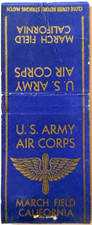 1940s March Field California Army Air Corps Matchbook Cover Military Vintage picture
