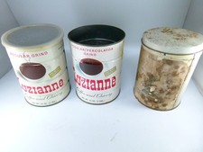 3 Vintage Luzianne two pound coffee tins 1 dated 1967, min. rust. 1 w/lid picture
