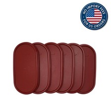 Tupperware Modular Mates Oval Replacement Top Lid Seal #1616 Dark Red Set of 6 picture