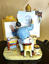 Gorham Norman Rockwell Triple Self Portrait Porcelain Figurine 1982 picture