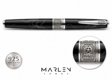 MARLEN Slim Edition Fountain Pen Army Silver 925 Resin Warranty picture
