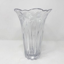 Vintage Mikasa Garden Terrace Vase Clear Glass Scalloped Rim Etched Floral 8.2