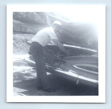 Old Vintage Square Photo 1959 CHEVY BISCAYNE CLASSIC CAR CHEVROLET SOLO MAN picture