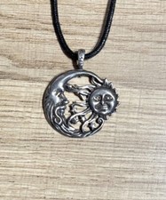 Celestial Wind blown Sun & Moon Pendant Wiccan Pagan picture