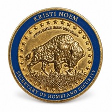 Trump Administration Kristi Noem Buffalo Challenge Coin – Gold-Tone Collectible picture