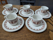 Cup Saucer Demitasse Capuchin Expresso  Cup Set Gold  Trimmed  Chinese Set of 5 picture