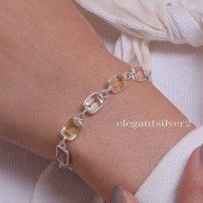Citrine Bracelet 925 Sterling Silver Natural Gemstone Bracelet Handmade Jewelry picture