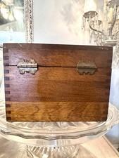Vintage Dovetail Index Card Holder Box By Prestonia 40’s picture