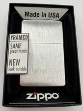 Vintage 2009 Black Framed Chrome Zippo Lighter NEW B14 picture