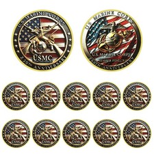 10PCS USMC 250th Anniversary Golden Coin Semper Fidelis Military Souvenir Medal picture