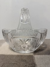 Vintage Crystal Flower Candy Wedding Basket Clear Floral Design Deep Etch picture