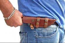 Handmade Leather Knife Sheath Fix Blade Leather Case Vertical Horizontal Sheath picture