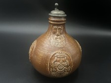 VTG Reinhold Merkelbach German Salt Glaze Jug /Pewter Lid 9.5” Tall Excel Cond picture