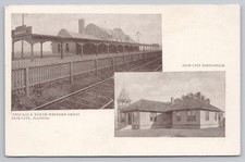 c.1905 Zion City Illinois IL C&NW Train Depot Post Office Print & Pub. House A6 picture