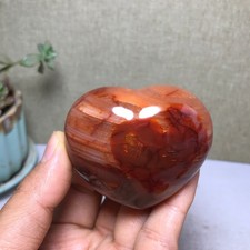 NATURAL red agate heart shaped Hand carved polished Crystal specimen 146g A4112 picture