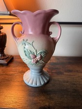 Hull Art Pottery Vase Art Deco Wild Flowers Double Handle W-14 Vintage 1940s picture
