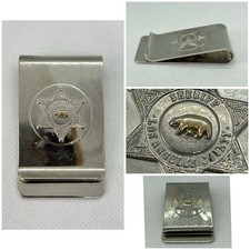 Vintage Los Angeles County Sheriff Money Clip LASD Police Badge Bear Silver Tone picture
