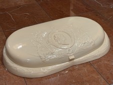BRAUN-CRYSTAL ART DECO IVORY CAMEO FLORAL CELLULOID VANITY BOX LARGE ANTIQUE picture