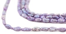 Purple Vintage Japanese Rice Pearl Beads 3mm Oval 16 Inch Strand picture