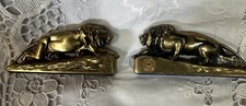 2 Vintage Lion paperweight Brass/Bronze Tone Lions Club picture