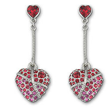 signed Swarovski~ Roxane~ Wrapped HEART dangle earrings ~crystal ~pierced~ NIB picture