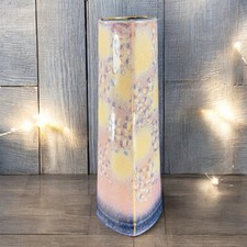 Vintage Faceted Tall Studio Art Pottery Vase Vessel Artist Signed Brook Pottery picture
